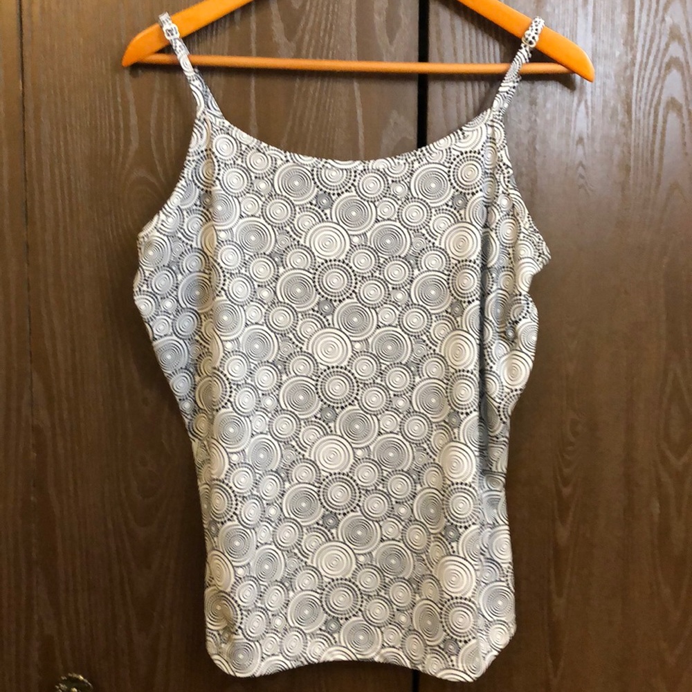 LANE BRYANT SIZE 14/16W - White/Navy Adjustable Spaghetti Strap Cami Tank - #112